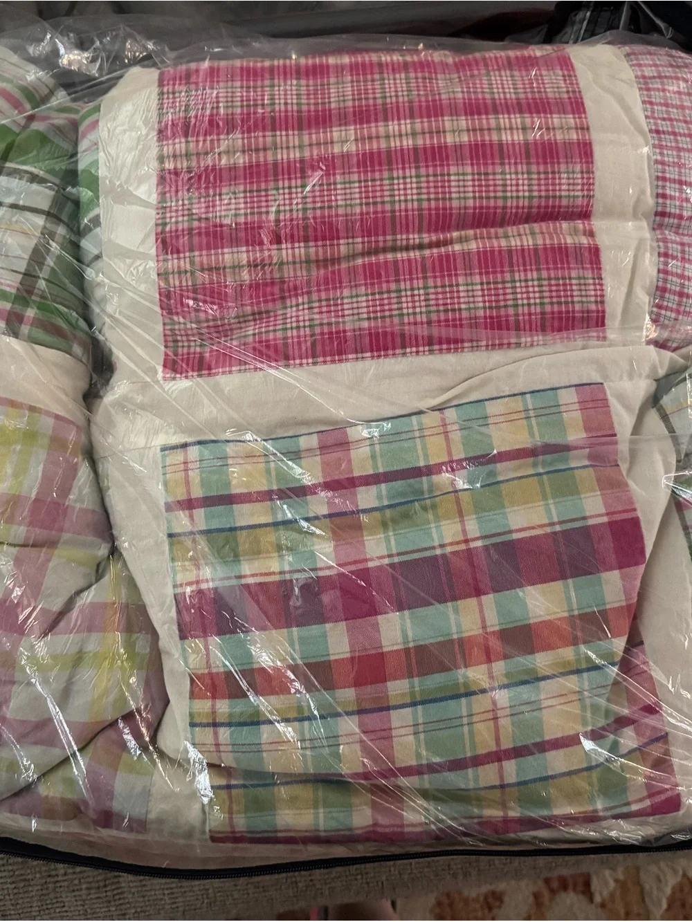 Nautica Pink Multicolor Plaid Patchwork Comforter